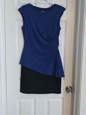 Enfocus Studio Petite Sparkle Cobalt Blue Dress